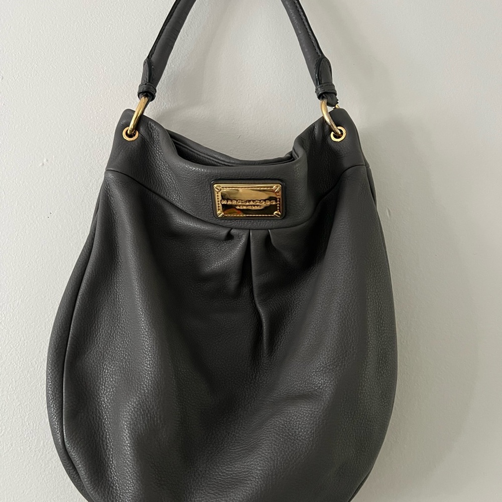 Marc Jacobs Leather Hobo Bag (Slate Gray)